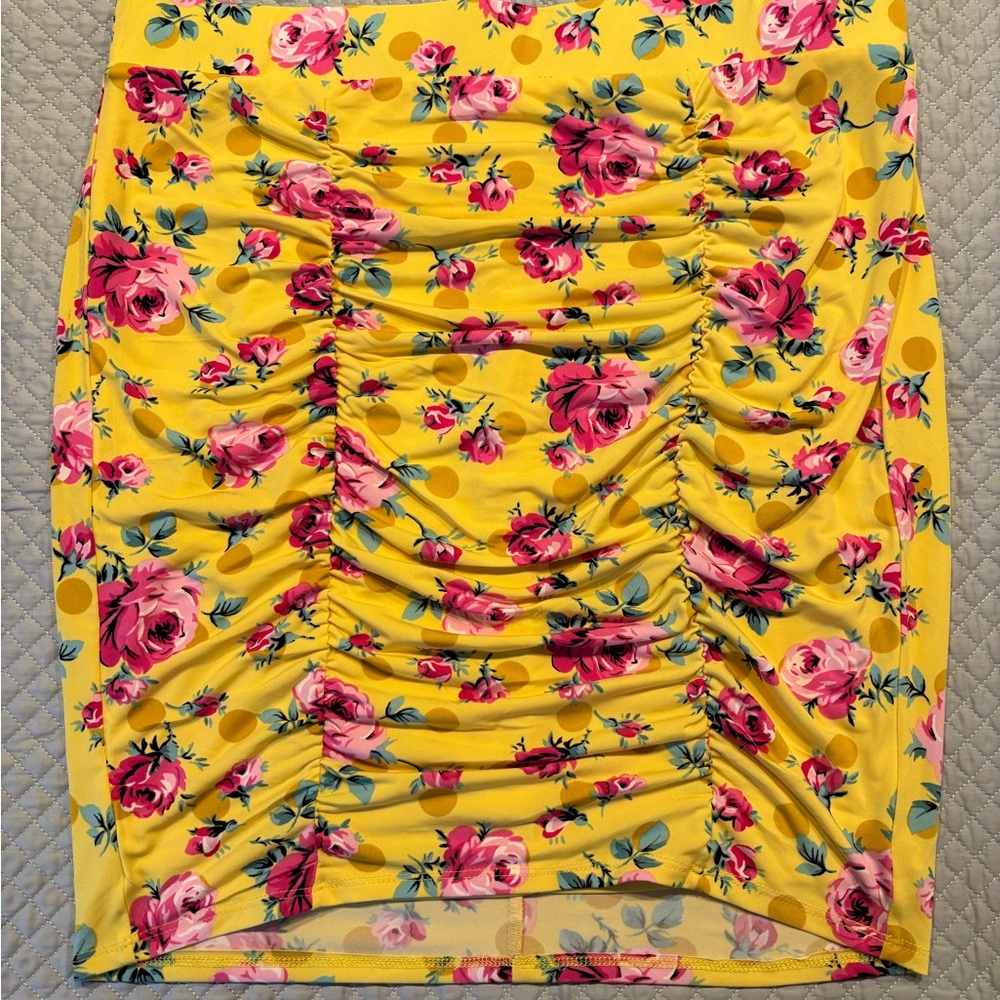 Betsey Johnson Yellow Floral Mini Skirt